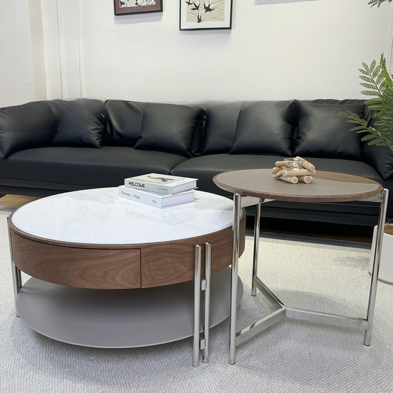 Combinaison de tables basses rondes de style rétro, Blanc