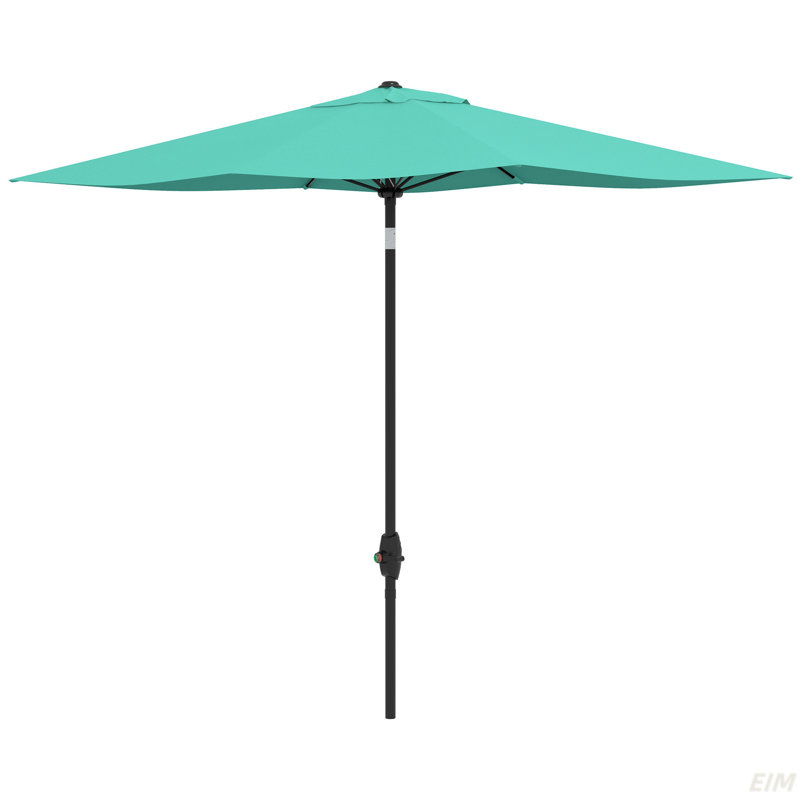 Parasol de marché d'extérieur rectangulaire de 6,5 pi x 10 pi avec manivelle et inclinaison à bouton-poussoir, Vert