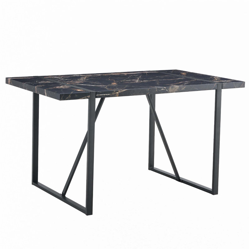 Industrial Rectangular MDF Dining Table For 4-6 People(Only Table), Black