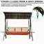 Balançoire pour 3 personnes: auvent réglable, crochet à ressort, coussins pour le jardin extérieur, balcon, balançoire avec tables d'appoint pliables et élastiques