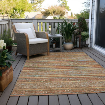 Machine Washable Indoor/Outdoor Claudian ACN1644 Terracotta Rug