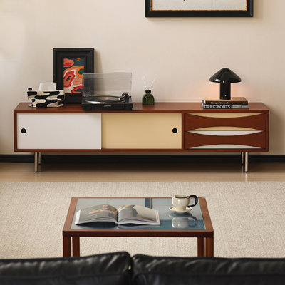 Vintage Solid Wood Colour Block TV Stand
