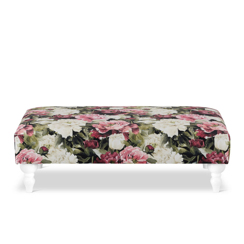 Ajus 100cm Wide Velvet Rectangle Floral Cocktail Ottoman