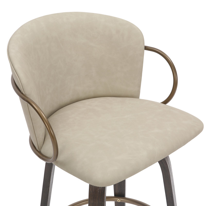 Benedic Swivel Upholstered Faux Leather Counter Stool, Ivory