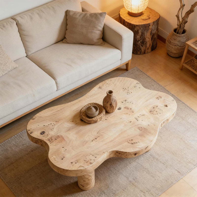 Table basse moderne en forme de nuage avec pieds ronds robustes