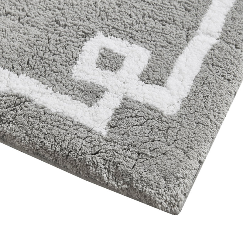 Tapis de bain compact en coton touffeté, Gris, L 30 po x l 20 po