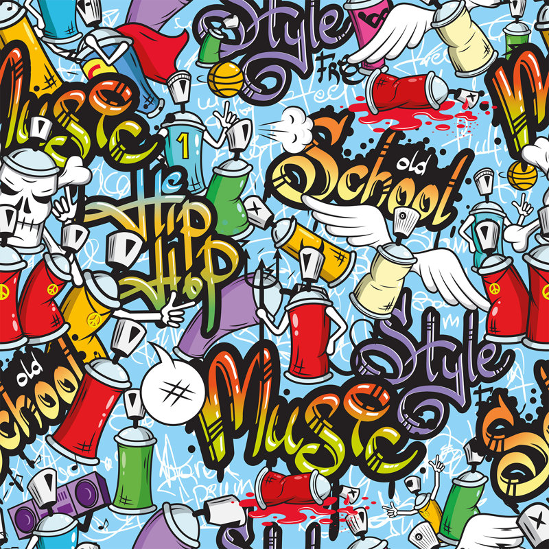 Panneau de papier peint amovible Kendig Graffiti Children, L 126 po x l 24 po