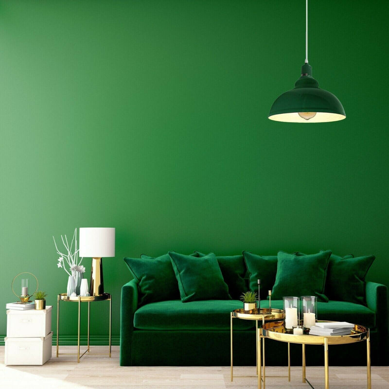 17cm H Metal Dome Lamp Shade, Green