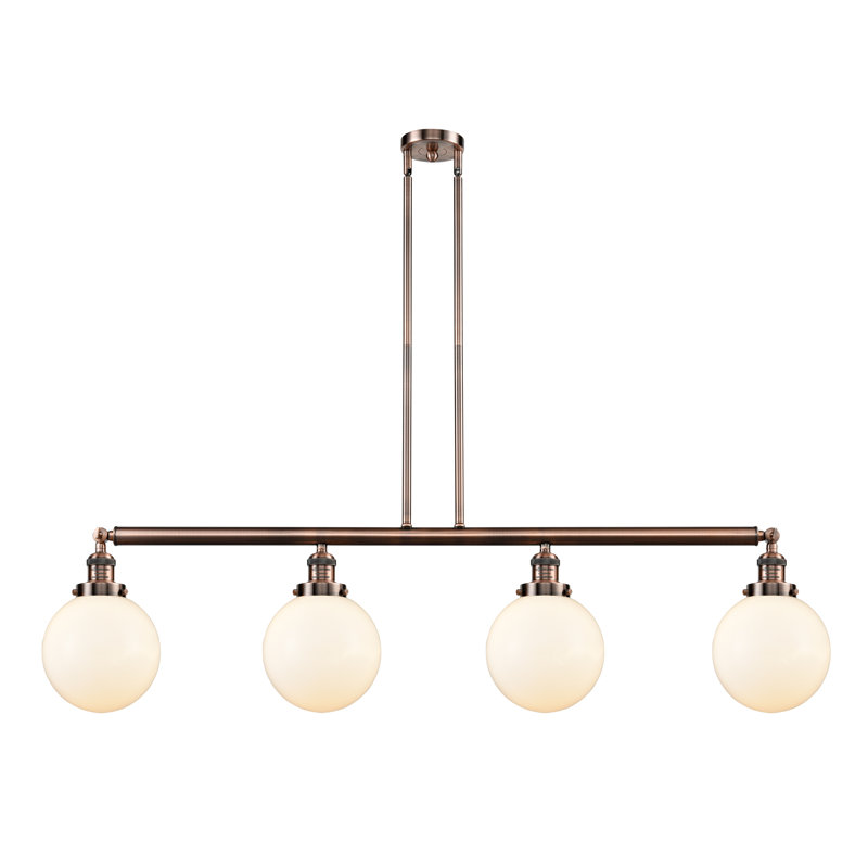 Leibowitz 4 - Light Kitchen Island Pendant, Matte White, Polished Chrome, LED