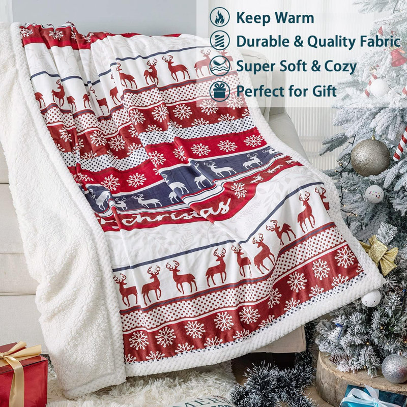 Christmas Cozy Flannel Throw Blanket, 60'' W x 80 ''L