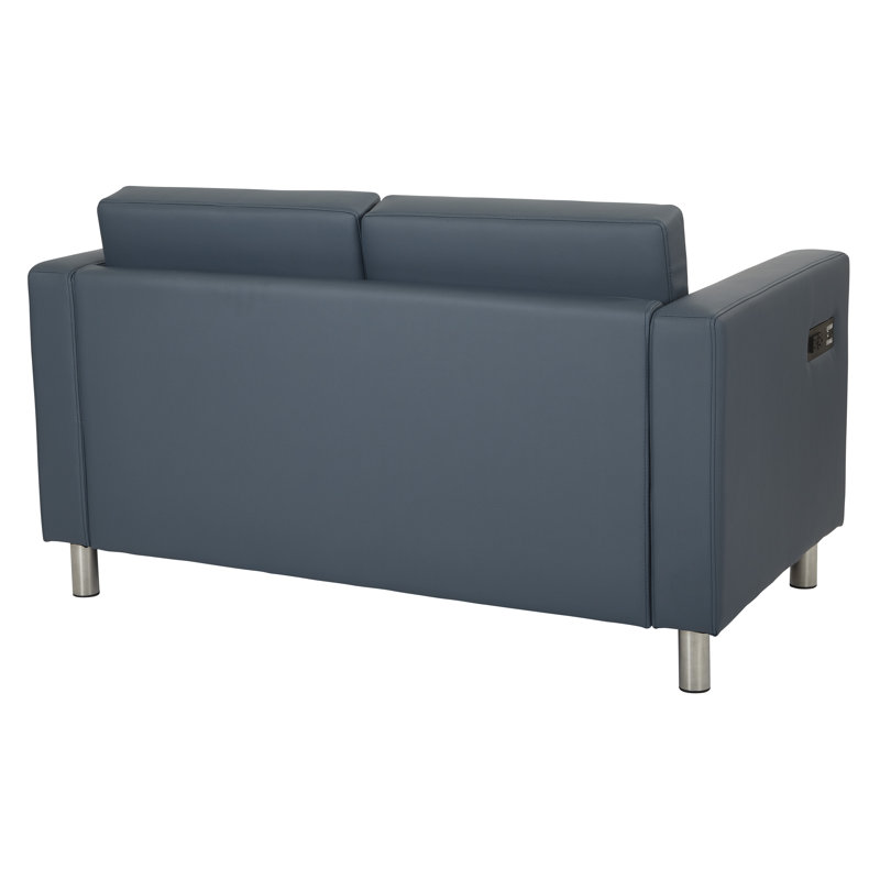 Procter 50.75'' Faux Leather Loveseat, Blue Faux Leather
