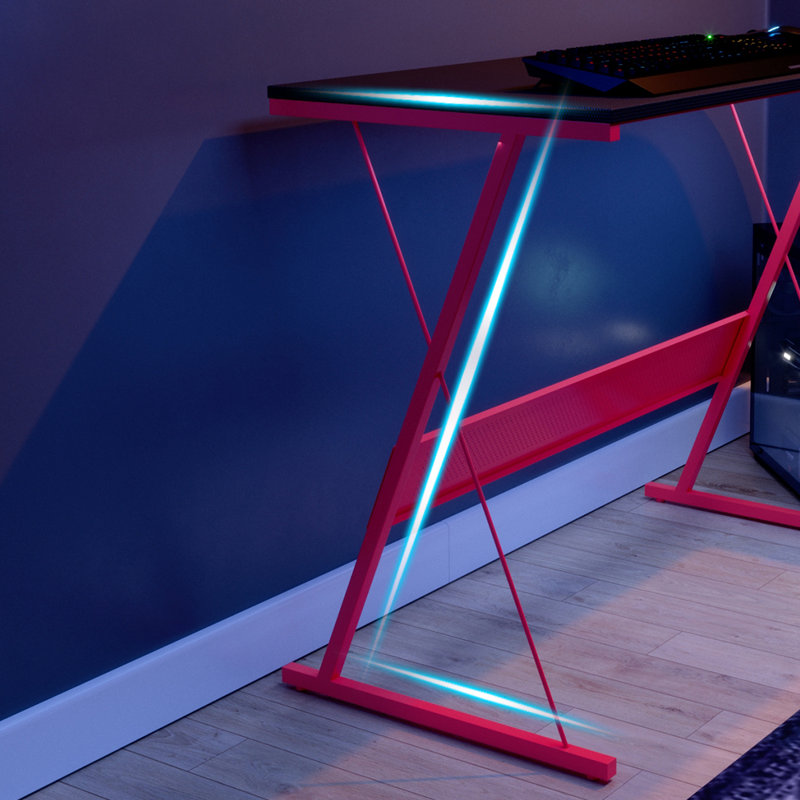 Bureau de jeu en L Benvinda, Noir / rouge