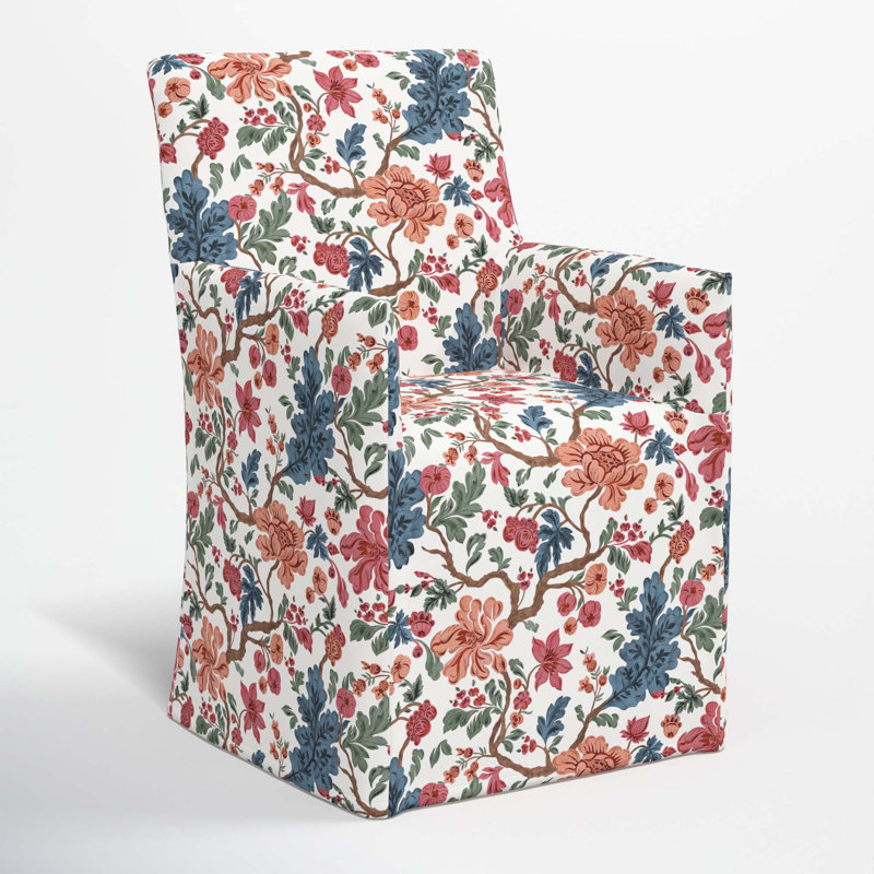 Ivanka 20'' H Cotton Upholstered Armchair, Blockprint Multi