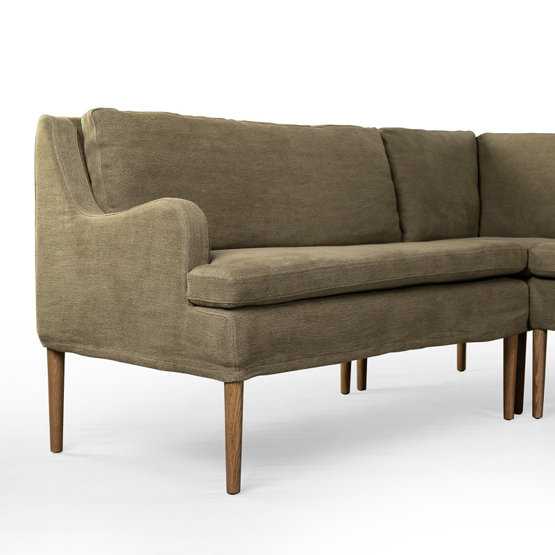 Aurelia 4-Piece Sectional, Right Hand Facing, Broadway Olive Linen, 34.5" H x 125" W x 76" D