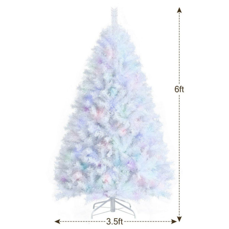 Arbre de Noël artificiel avec extrémités de branches irisées et base en métal, 6'