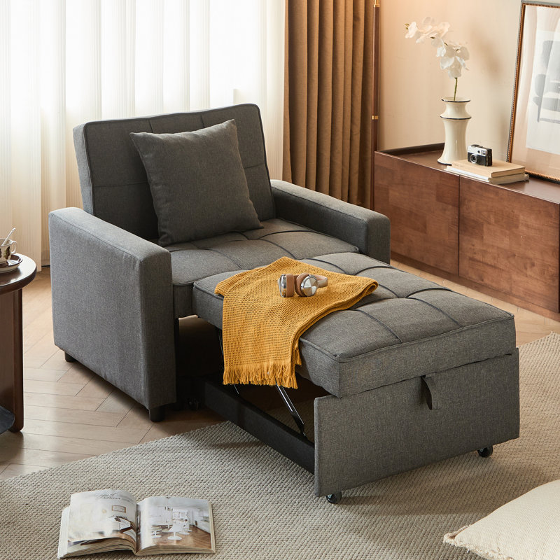 Fauteuil convertible simple 35,6 po 3-en-1, Gris foncé