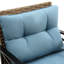 Table basse 4 pièces avec coussins épais et table d'appoint en acier Blue Patio Garden