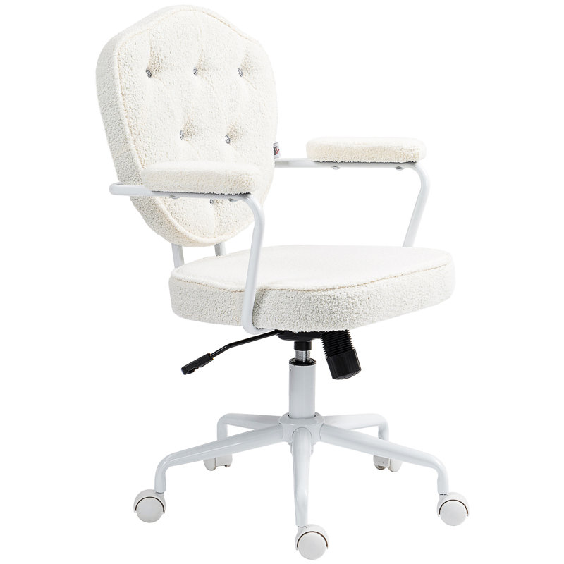 HOMCOM Cute Home Office Chair, Teddy White, White