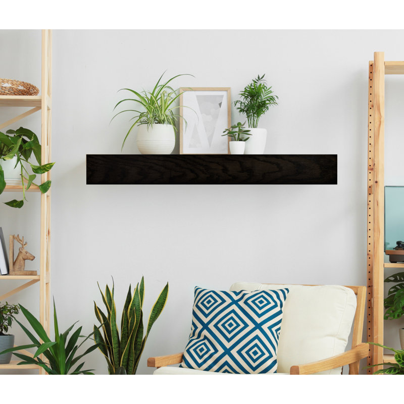 Krystallynn Oak Floating Shelf, Black, 6" H x 38" W x 5" D