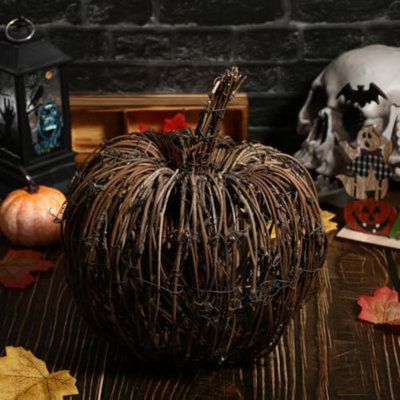 Ornement de citrouilles en rotin en osier et citrouille en rotin naturel pour Halloween