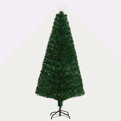 Sapin de Noël artificiel illuminé de 6 pi avec branches réalistes, 24 lumières DEL multicolores, fibre optique et 230 pointes