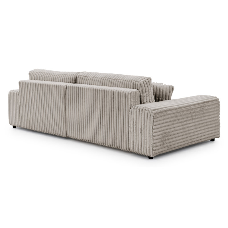 Mollis 4 Seater Corduroy Corner Sofa , Right Hand Facing, Light Grey