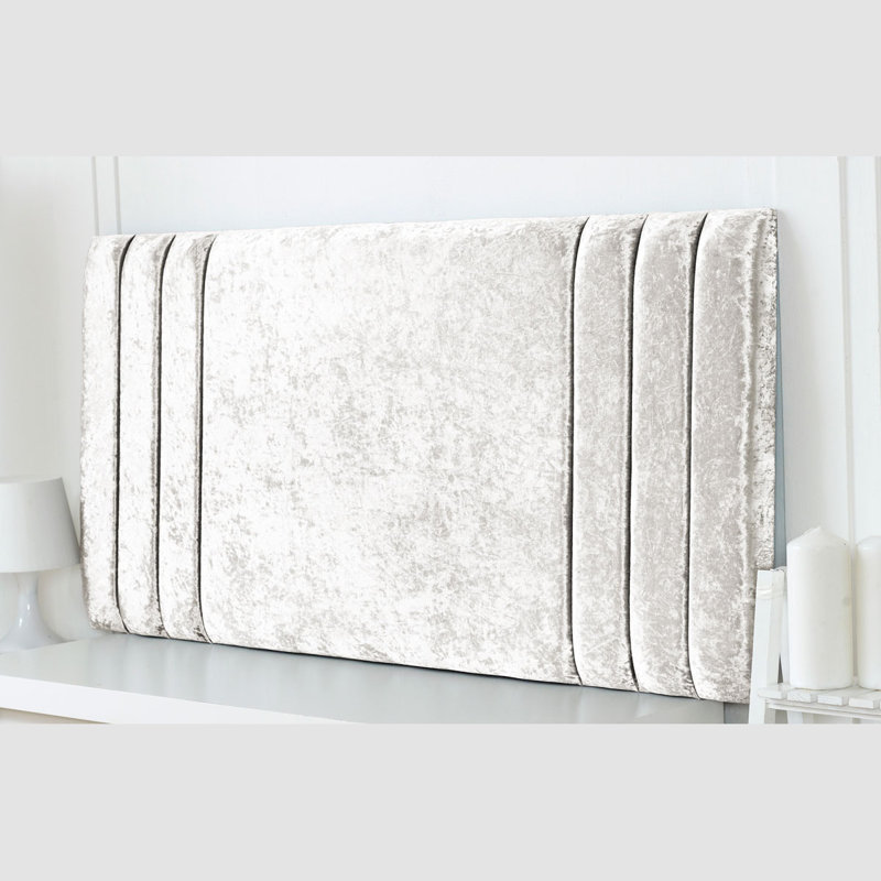 Shipman Upholstered Headboard, White, Small Double (4'), Crushed Velvet Fabric