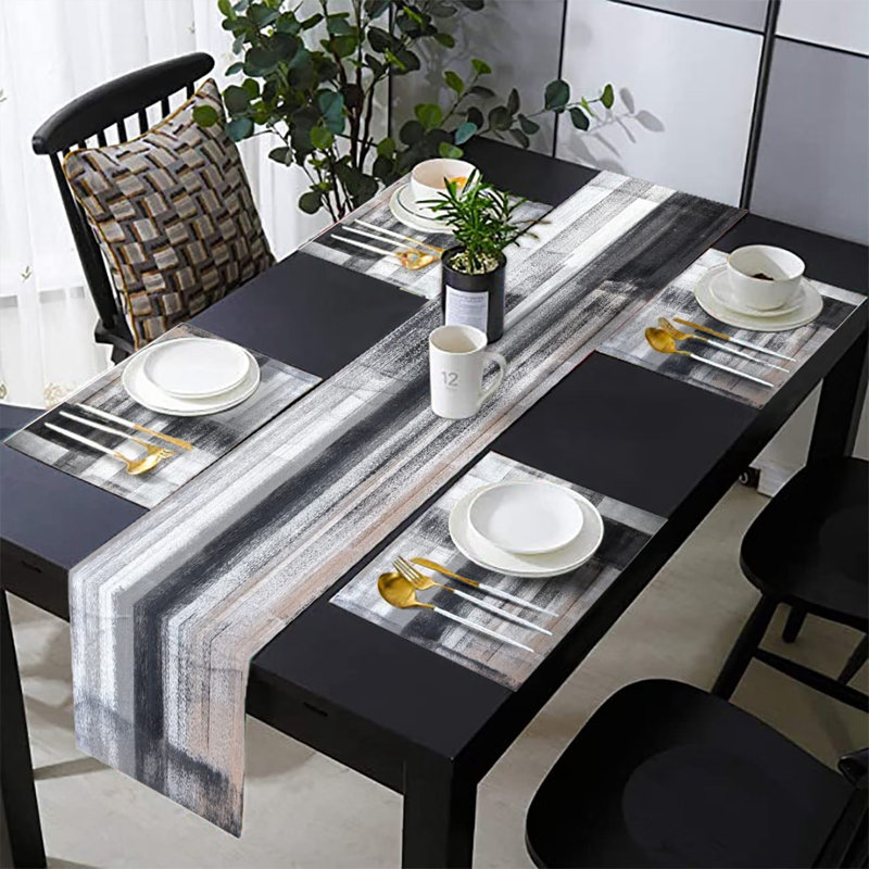 Chemin de table et napperons en mélange coton et lin, imprimés de style vintage, décoration de table