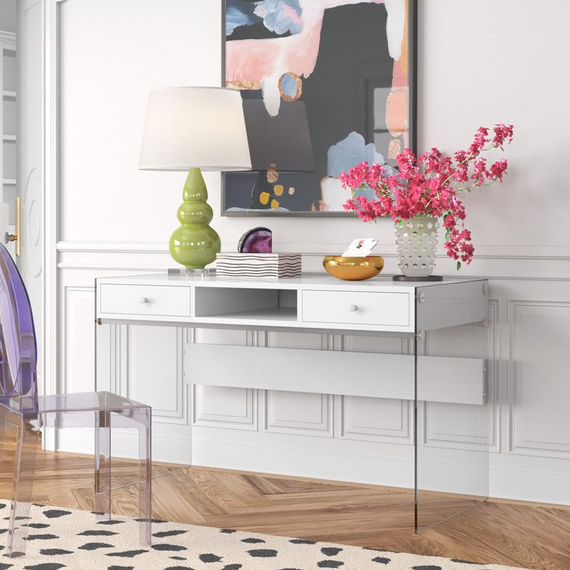 Audrina Glass Writing Desk