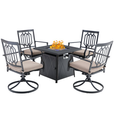 Alyah 4 - Person Metal Patio Dining Set with Square Table , Cushions Included