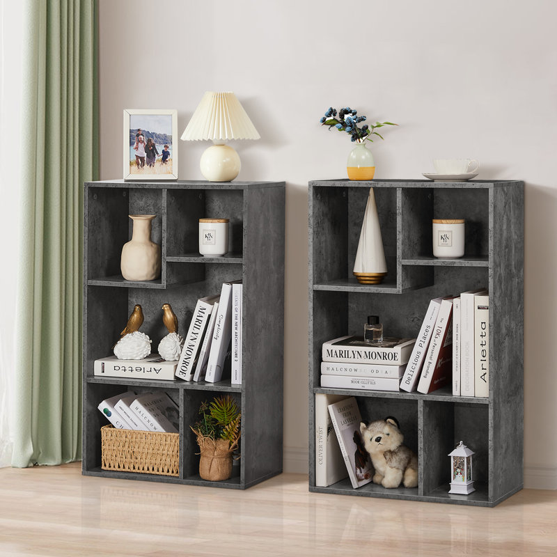 (Ensemble de 2) Bibliothèque cubique moderne verticale grise, gris