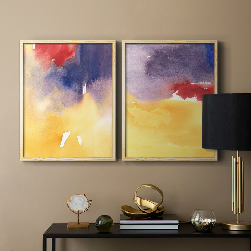 Impression encadrée Golden Sunset I-Premium - prête à être accrochée - aucun clou requis - aucun clou requis, Bois naturel