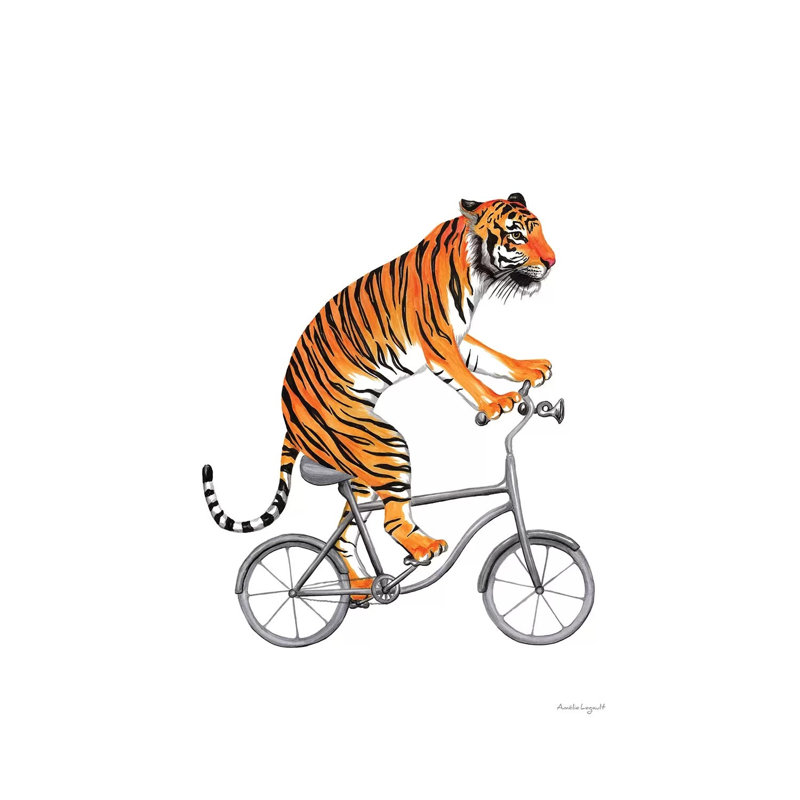 Tiger On Bike by Amélie Legault - Wrapped Canvas Gallery-Wrapped Canvas Giclée, 30.48 cm H x 45.72 cm W