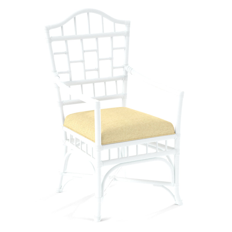 Chippendale Upholstered Arm Chair, Frost White, White Performance Fabric; 0851-94