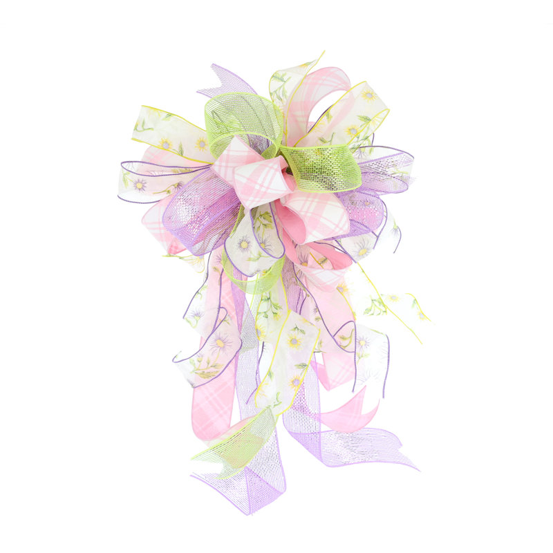 Decorative Spring Bow, Purple/Pink/Green