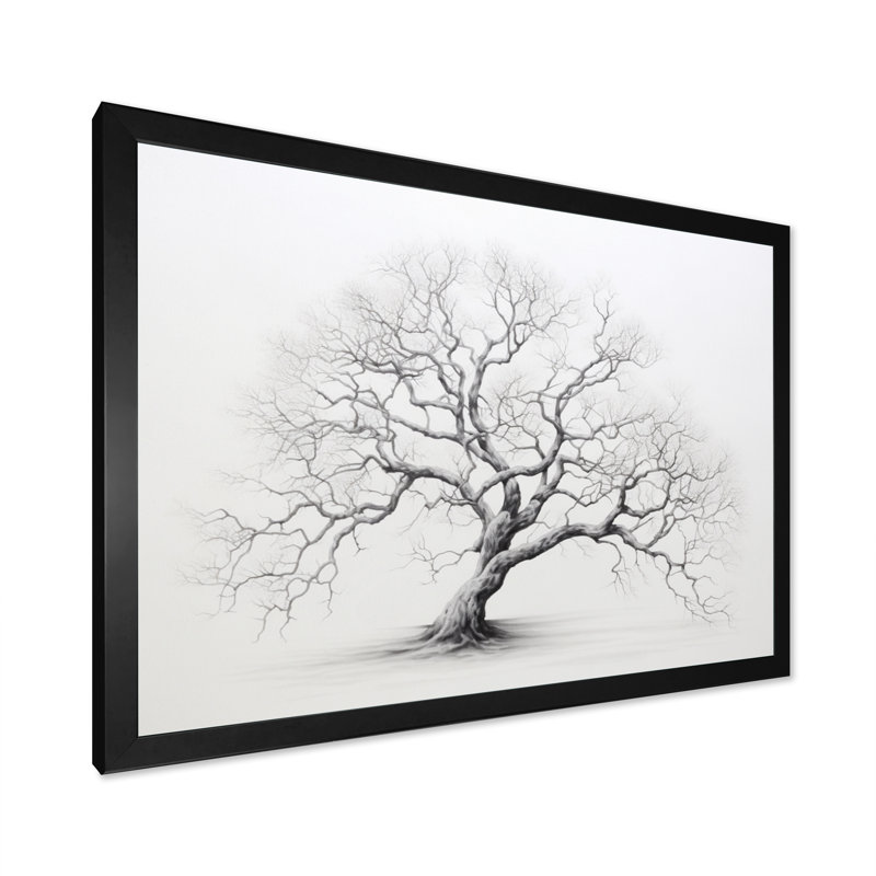 «Grey White Tree Subtle Serenade II», reproduction d'art sur toile, Noir, H 34 po x l 44 po x P 1,5 po