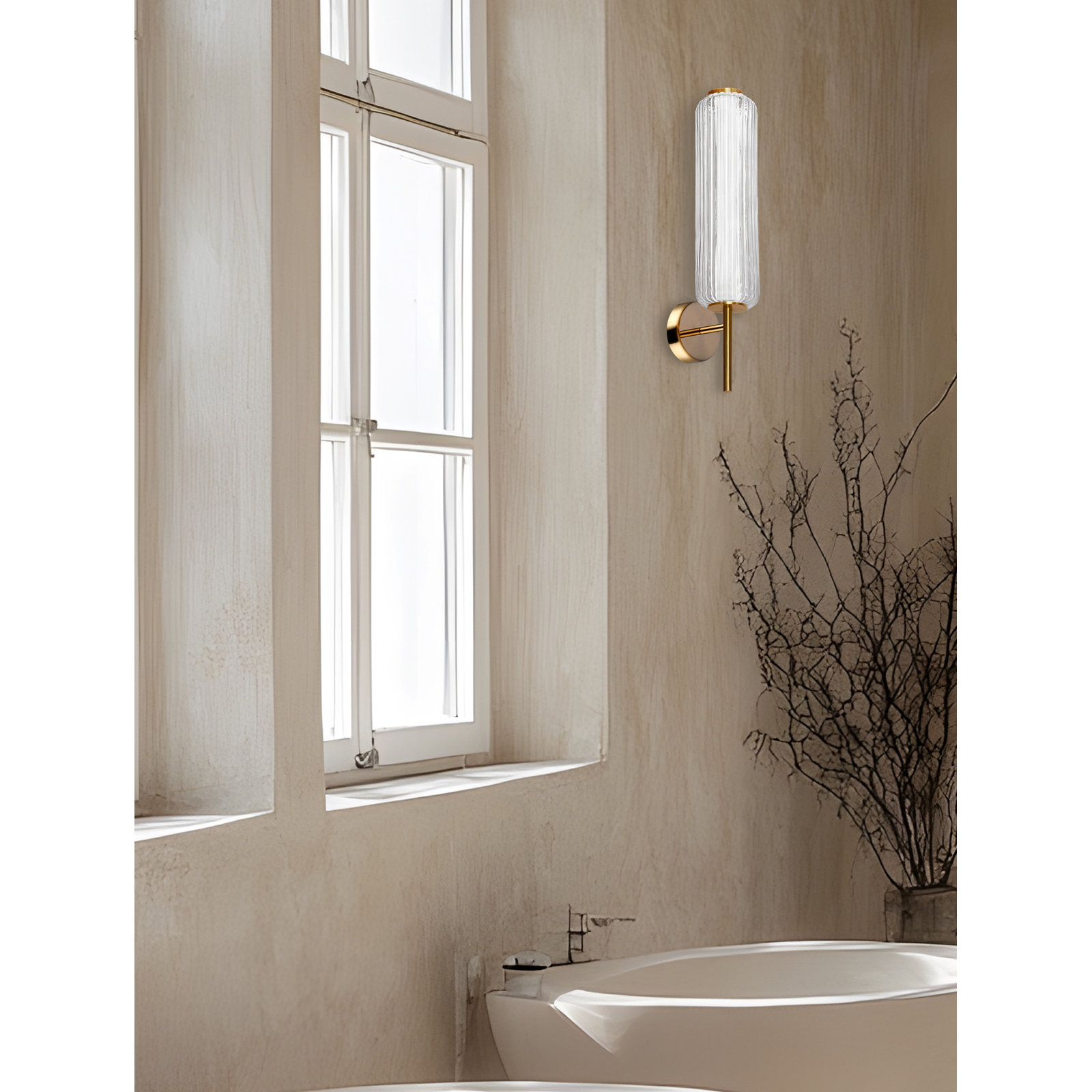 Calluna Single Light Dimmable LED Armed Sconce, Aged Brass