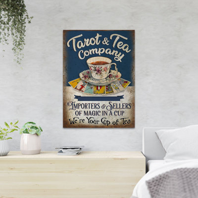 Tarot et une tasse de thé - importateurs et vendeurs de tarot et de thé ou magie dans une tasse - 1 pièce, impression sur toile tendue