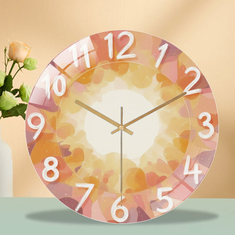 Horloge avec chiffres, aquarelle, horloge murale moderne en verre 12 po