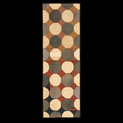 Tapis tissé à la main moderne rétro américain des années 1960 4 pi 1 po x 8 pi 9 po