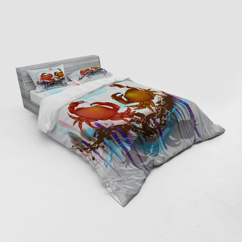 Ensemble de housse de couette Crabs Brown, Housse de couette grand + 3 pièces supplémentair