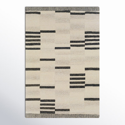 Uptown Striped Handmade Tufted Wool Cream/Black Area Rug
