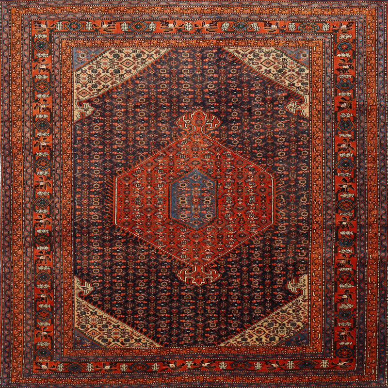 Tapis oriental marron / noir, Rond 7 pi