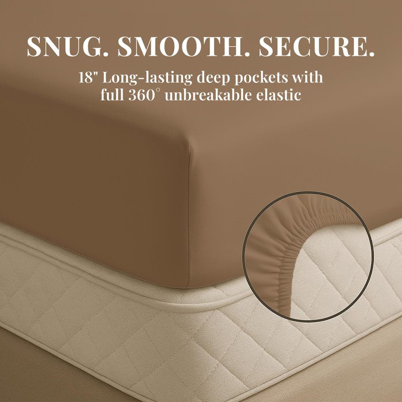 Premium Rayon From Bamboo Blend Sheet Set With Deep Pockets, Cooling and Breathable, Twin Sheet Set with 2 Pillowcases