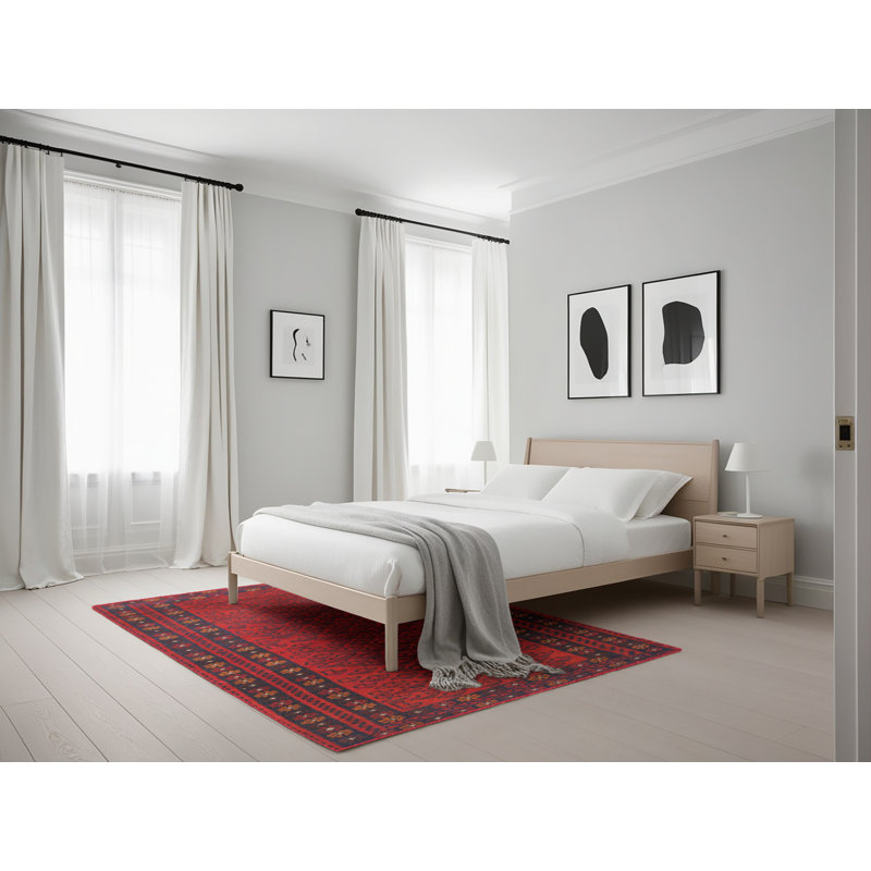 Tapis gris/beige/noir traditionnel DeBarros, Rectangle 5 pi x 7 pi