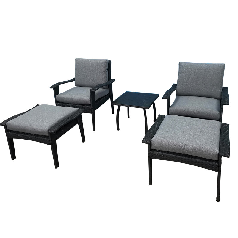 Patio Seating Group: 5 With Chair, & Gray Sponge Cushions Outdoor Seating: , Fill Cushion Covers, Gray