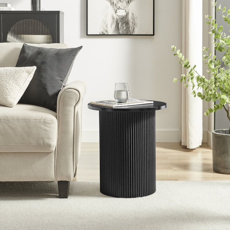 Penny Pedestal End Table, Black