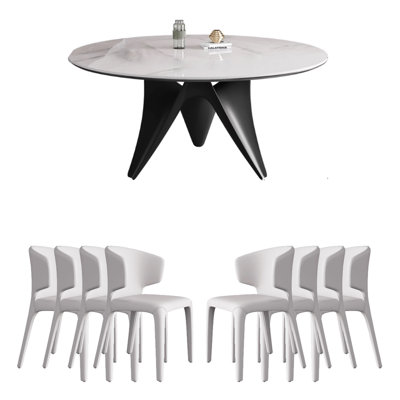 Modern Simple Sintered Stone Dining Table Round 59.06'' Dining Set -  Greyleigh, QLFMZC0