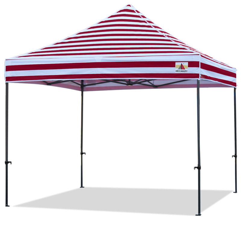 Commercial 10 Ft. W x 10 Ft. D Metal Pop-Up Canopy The Pop Up Canopies, Burgundy White Stripes