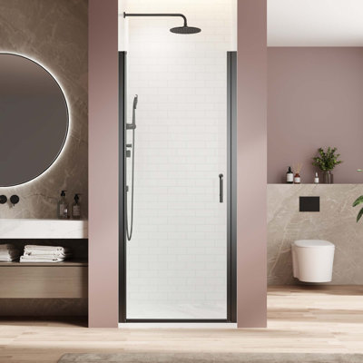 Pivot Swing Single Glass Panel Shower Door,Adjustable 33.5-35 Inch Frameless Shower Door With Clear Tempered Glass